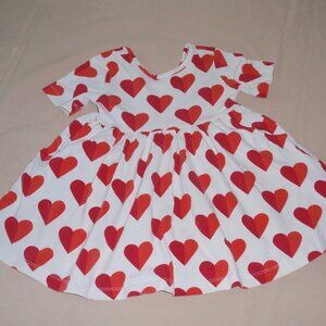 Hanna Andersson Hearts Fit Flare Knit Dress Short Sleeve Sz 80 18m